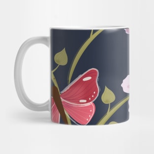 Butterflies and flowers on Blue Mug